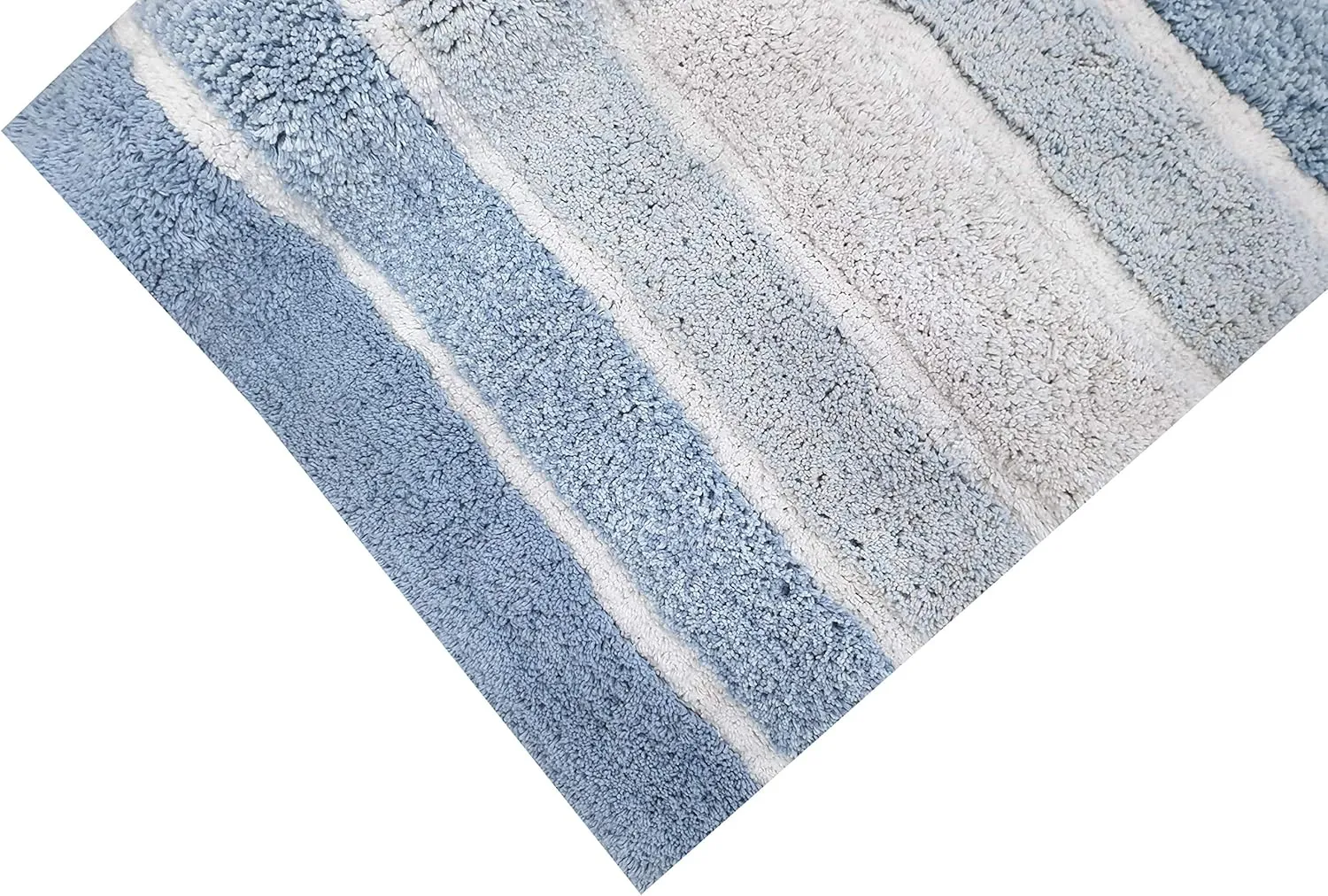 Bathroom Rugs Set 2 Piece Blue Alpine Stripe Reversible Cotton Bath Mats for Bathroom Floor |Quick Dry Bath Mat for Tub Spa Shower|Living Room Entry Way Door Mats |21x32 & 17x24 Inches