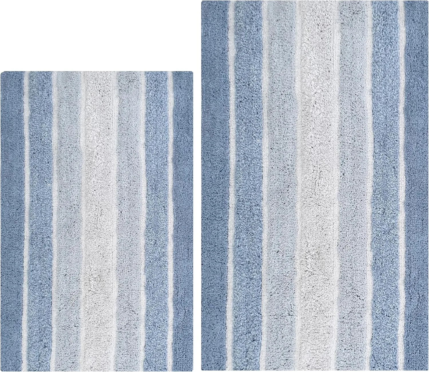 Bathroom Rugs Set 2 Piece Blue Alpine Stripe Reversible Cotton Bath Mats for Bathroom Floor |Quick Dry Bath Mat for Tub Spa Shower|Living Room Entry Way Door Mats |21x32 & 17x24 Inches