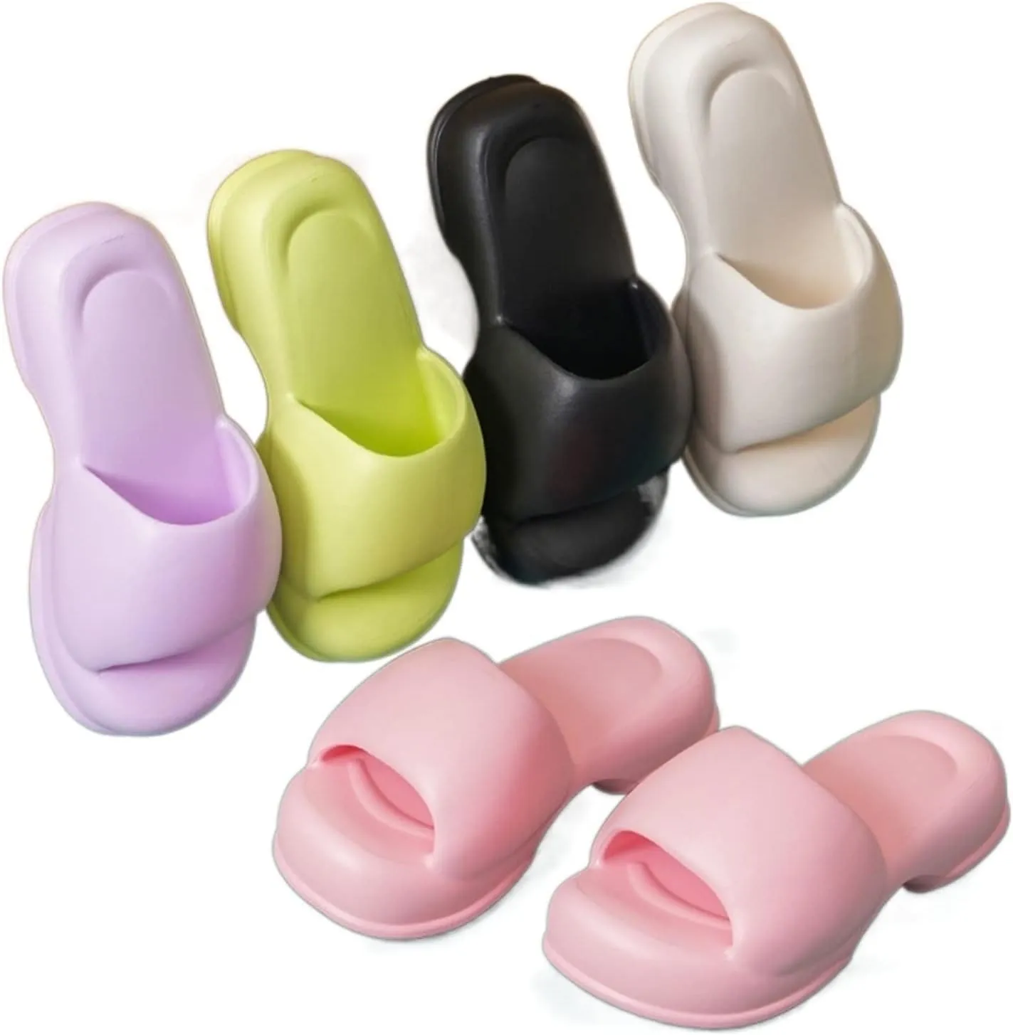 Beach Sandals Lovely Thick Bottom Slippers Female Summer Cool External Wear Tide Macaroon Europe and The United States Home Soft Elastic A Word Drag Outdoor Pillow Slippers(Pink,40-41)