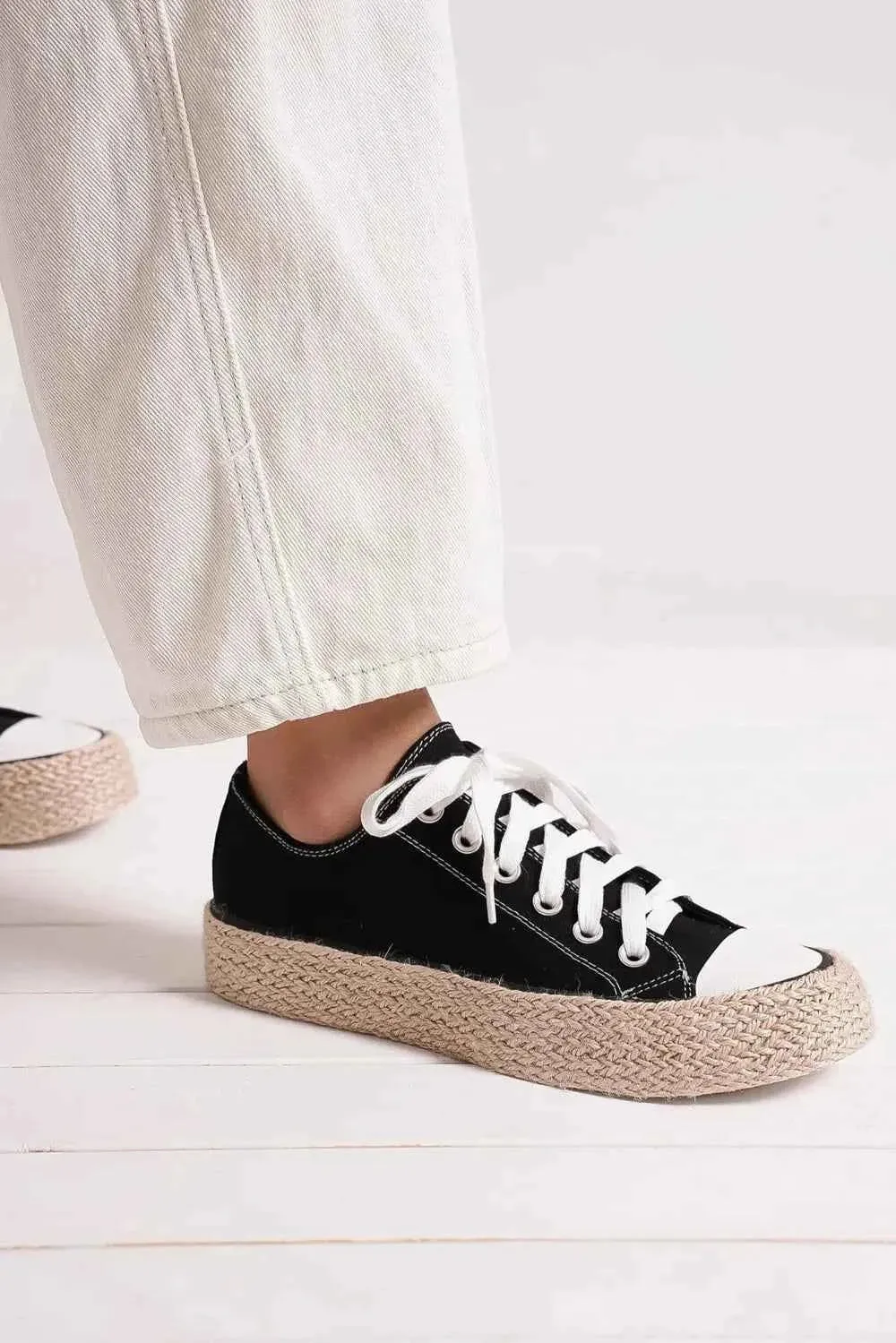 Beast Comprehensive range Sneakers Espadrille Sole Up Fashion Super special Lace Woven