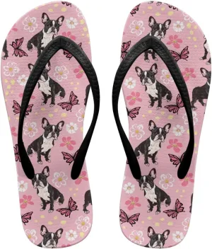 Bee Dragonfly Print Walking Flip Flops Shower Shoes for Women Beach Flat Sandals Thong Slippers
