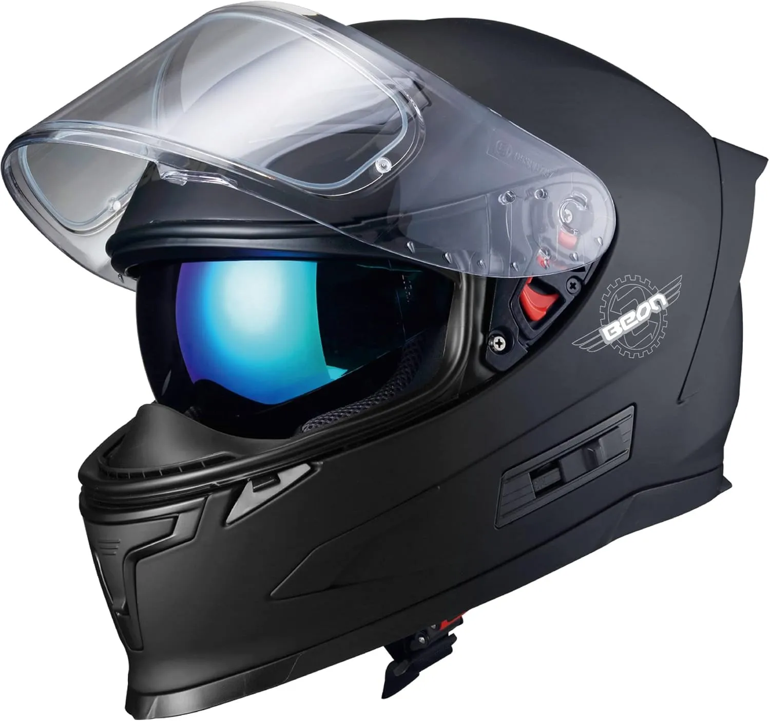 BEON Full Face Motorcycle Helmet, Street Bike Helmet with Clear&Tinted Visors and Multiple Vents, Motocross Casco DOT Approved for Adult Men Women