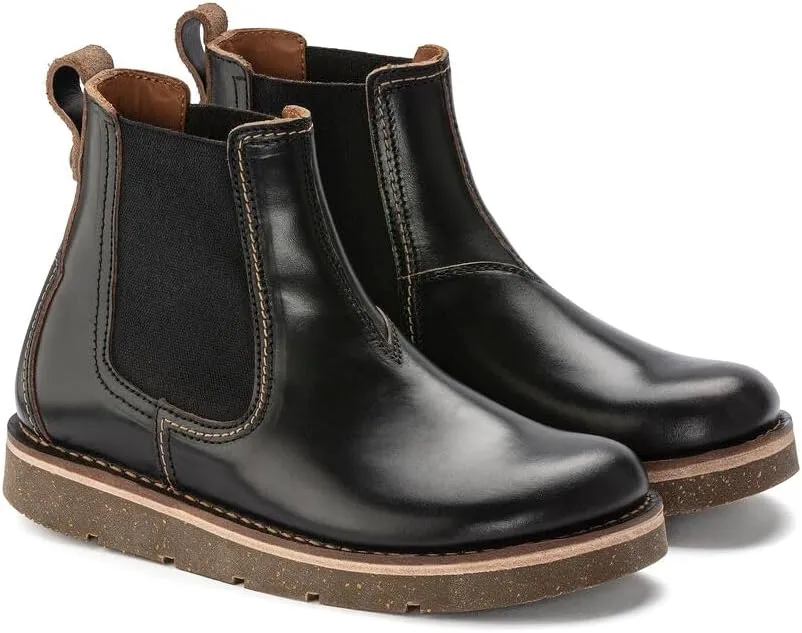 Birkenstock Birmingham Slip On - Rustic Chelsea Boot with Deep Blue Footbed, Premium Horween Leather, Made in Germany