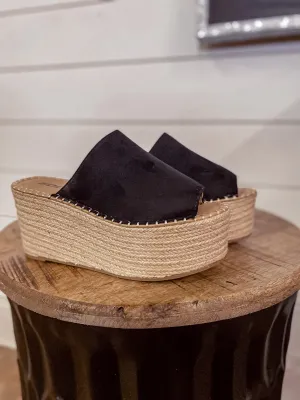 Black Espadrille Platform Sandal
