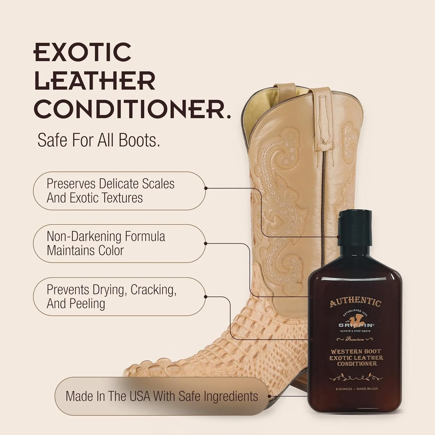 Boot Care Leather Conditioner – Non-Darkening, Softens & Protects Boots, Furniture, Jackets & More – Made in USA
