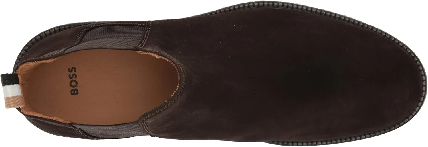 BOSS Men's Suede Chelsea Boot with Embossed Logo