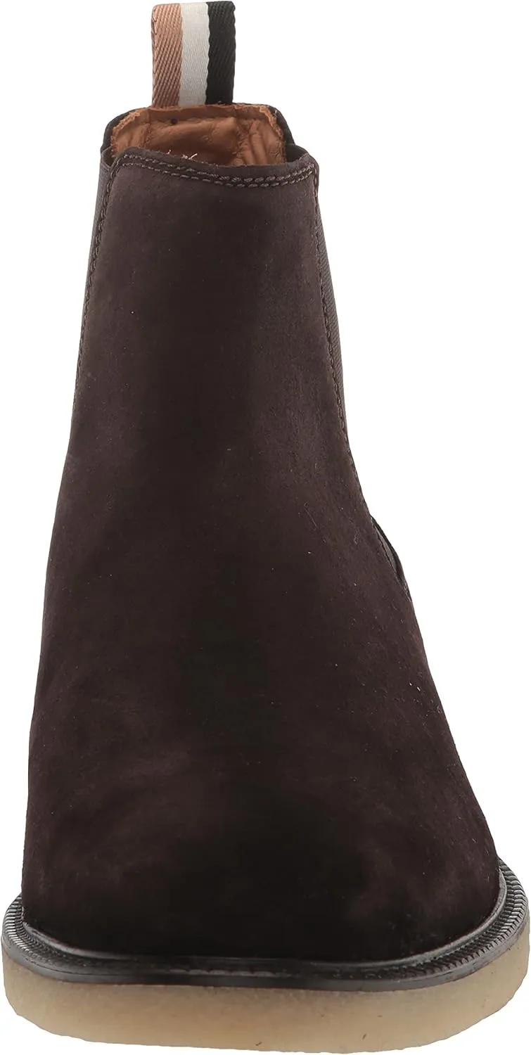 BOSS Men's Suede Chelsea Boot with Embossed Logo