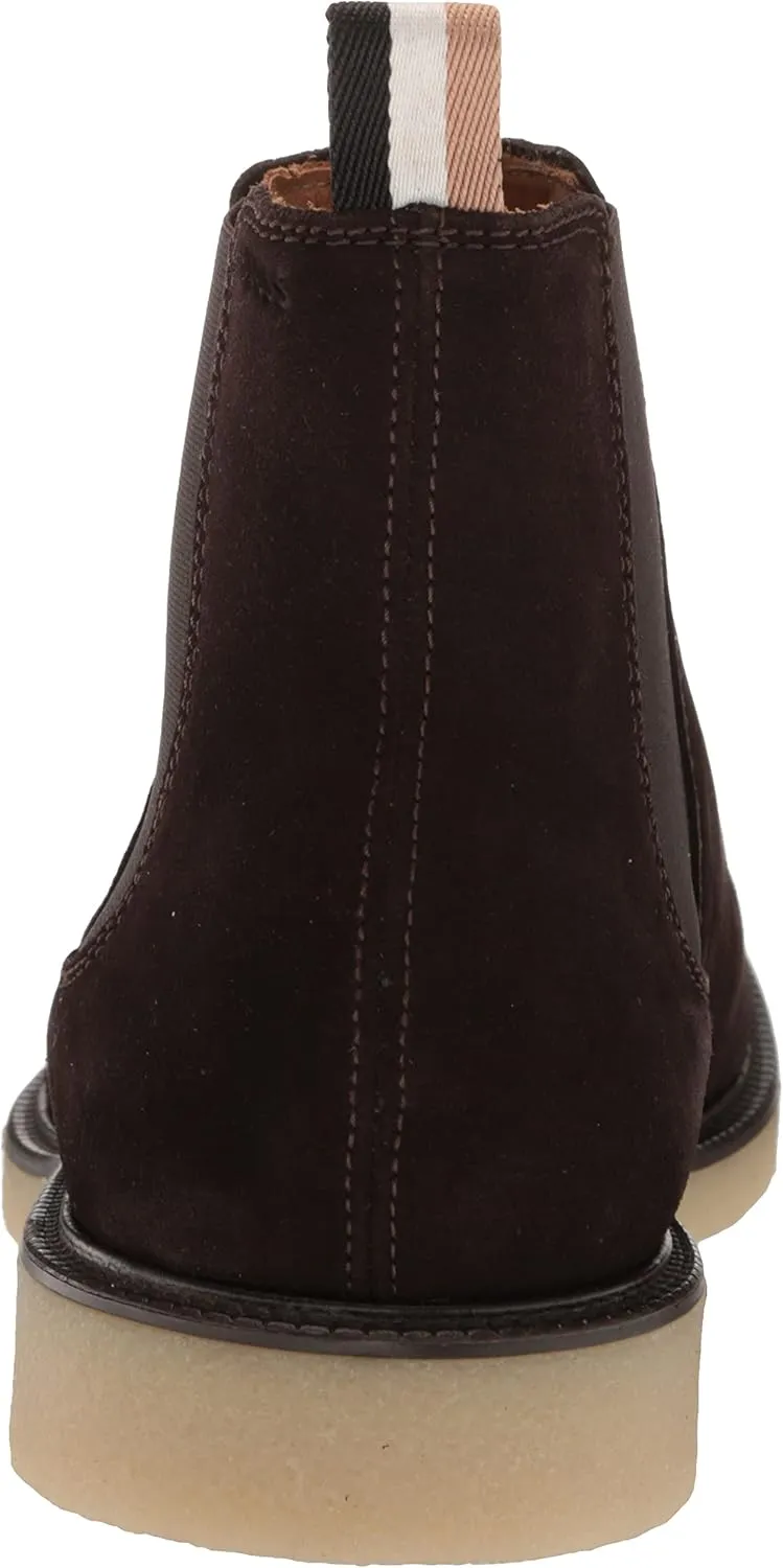 BOSS Men's Suede Chelsea Boot with Embossed Logo