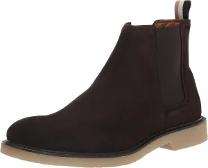BOSS Men's Suede Chelsea Boot with Embossed Logo