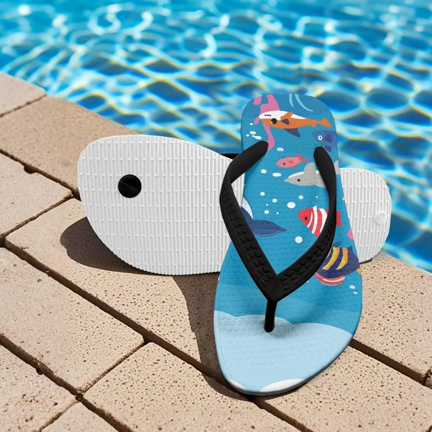 Boy Girls' Sandals Open Toe Slip On Summer Holiday Hawaiian Print Boys Thong Flip Flops