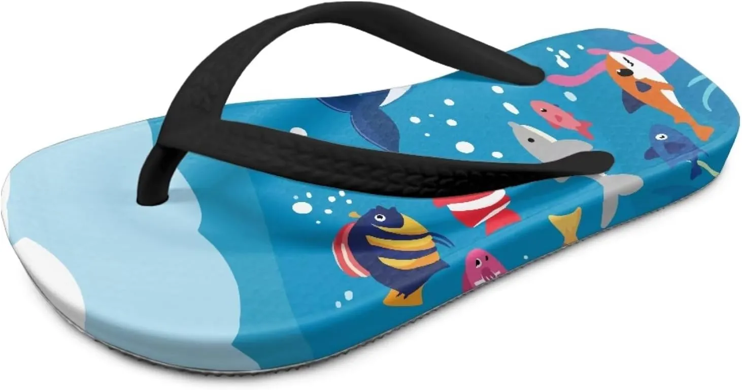 Boy Girls' Sandals Open Toe Slip On Summer Holiday Hawaiian Print Boys Thong Flip Flops
