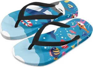 Boy Girls' Sandals Open Toe Slip On Summer Holiday Hawaiian Print Boys Thong Flip Flops