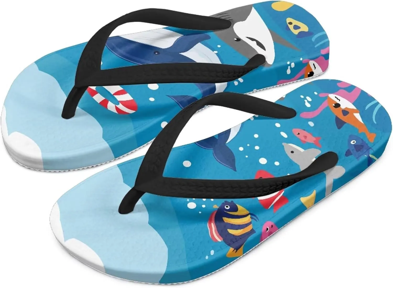 Boy Girls' Sandals Open Toe Slip On Summer Holiday Hawaiian Print Boys Thong Flip Flops