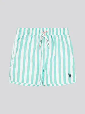 Boys Stripe Swim Short in Pool Blue