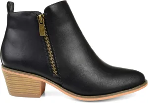 Brinley Co. Womens Faux Leather Stacked Heel Side Zip Booties
