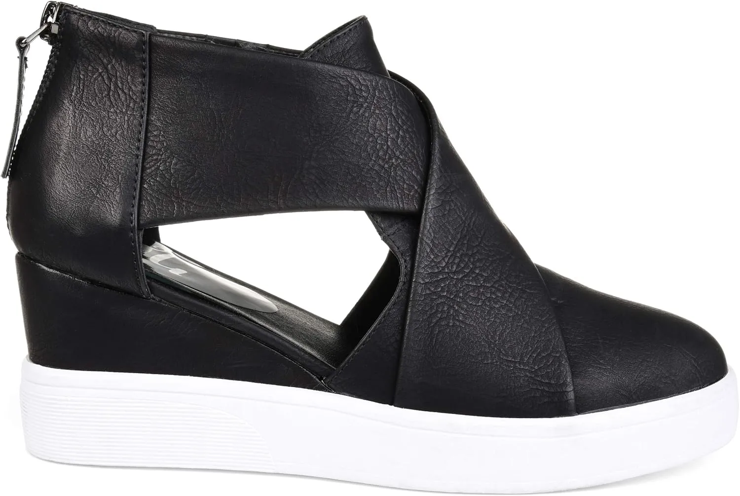 Brinley Co. Womens SEB Athleisure D'orsays Criss-Cross Sneaker Wedges Black, 11 Regular US