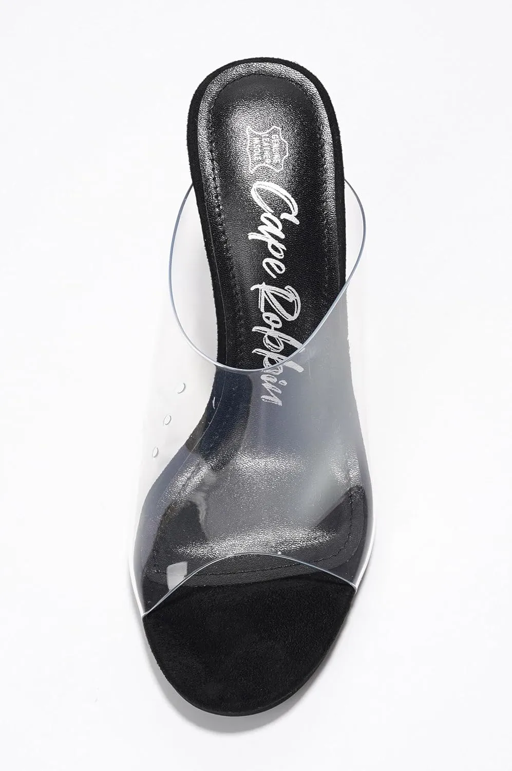 Cape Robbin Allure Lucite Clear PVC Mules Open Toe Stiletto Heel Pumps Nude