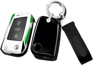 Car Flip Key Case Cover Shell Bag Fit for Skoda Fit Fit Octavia A5 A7(Shell and Rope)