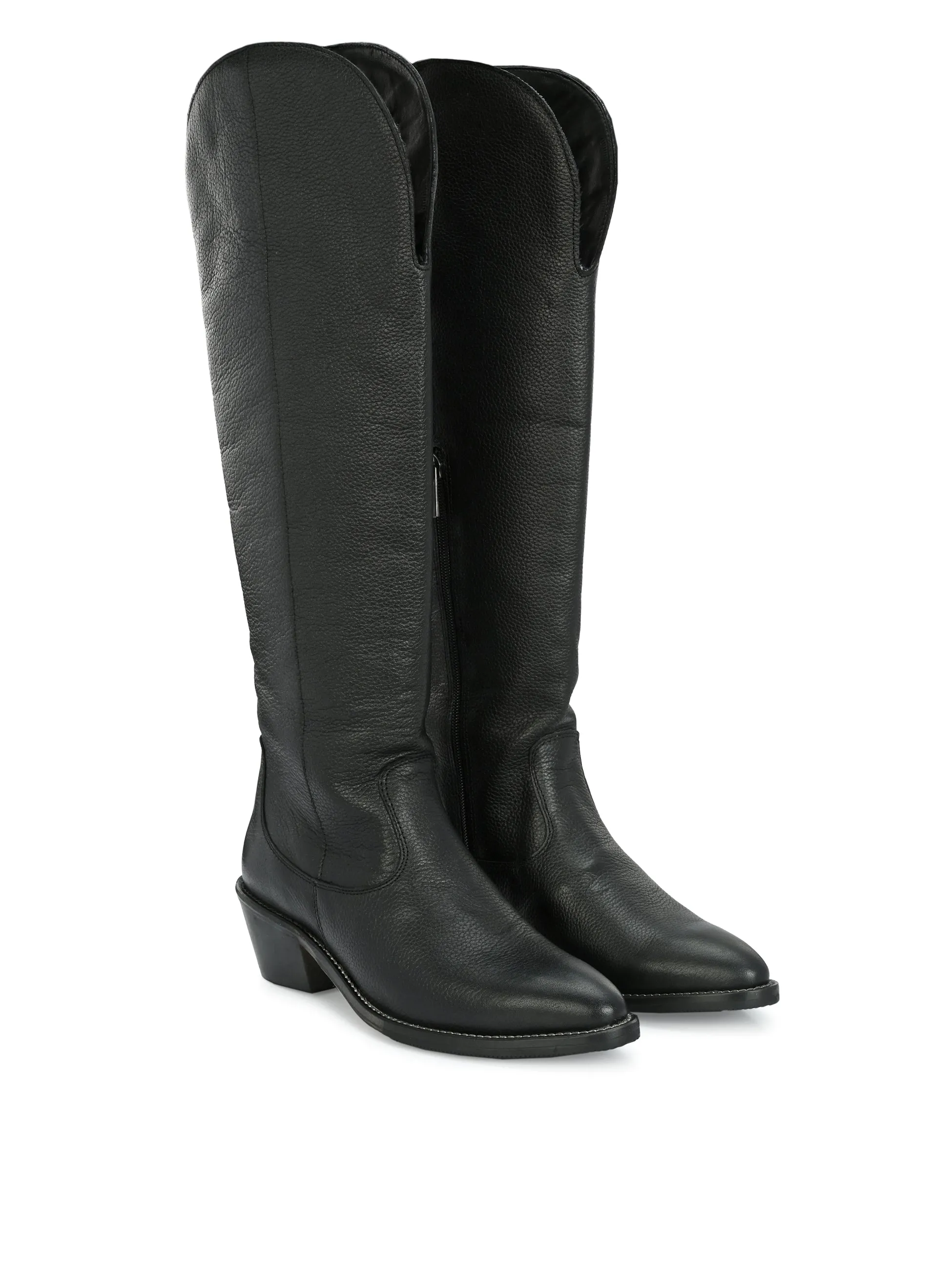 CARLO ROMANO BY WASAN GENUINE LEATHER BLACK COLOUR FULL BOOT FOR  WOMEN