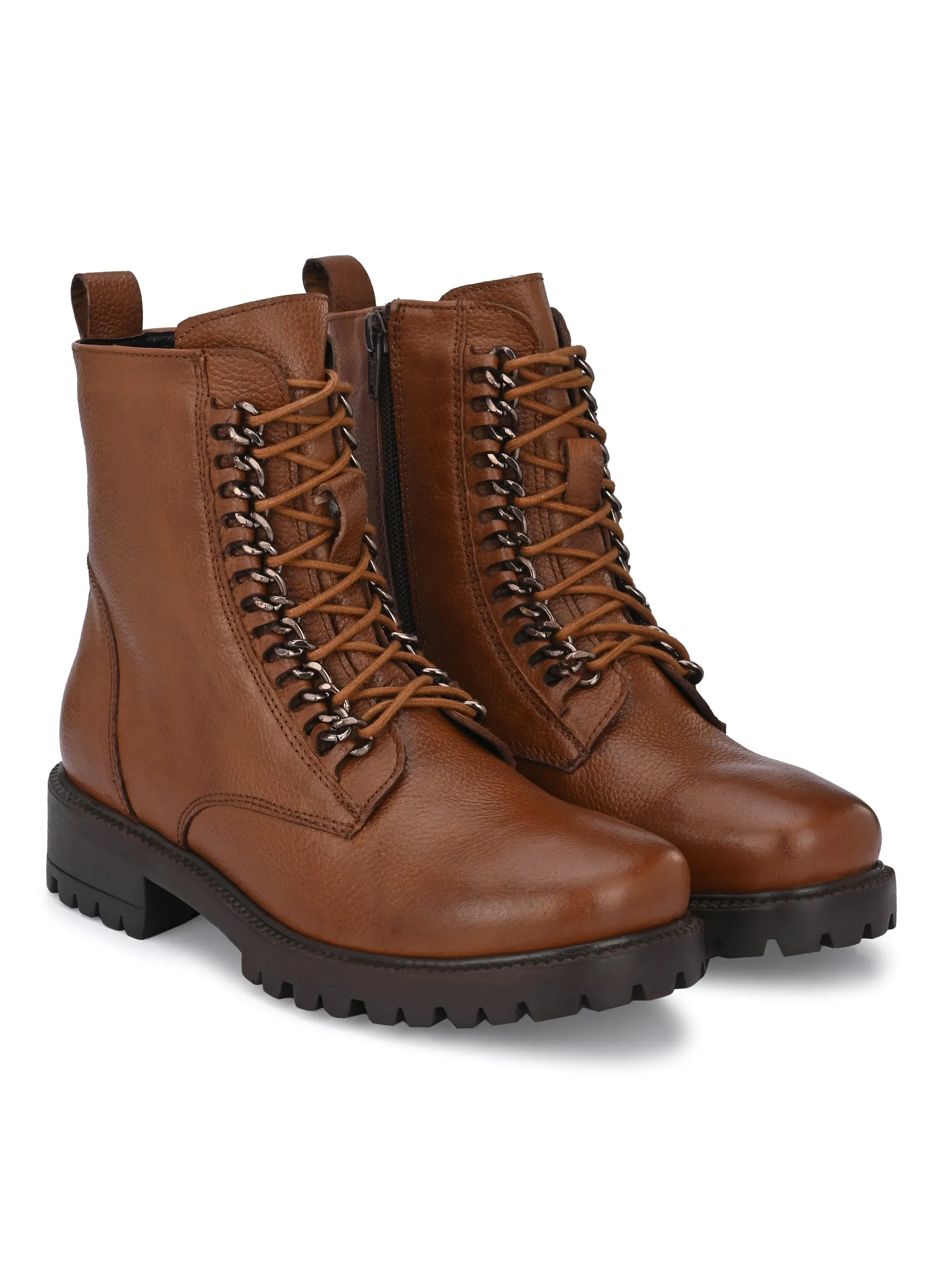 Carlo Romano by Wasan Shoes Women's Genuine Milled Leather Lace Up High Ankle Boot