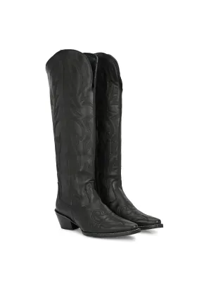CARLO ROMANO GENUINE LEATHER BLACK FULL BOOT FOR WOMEN