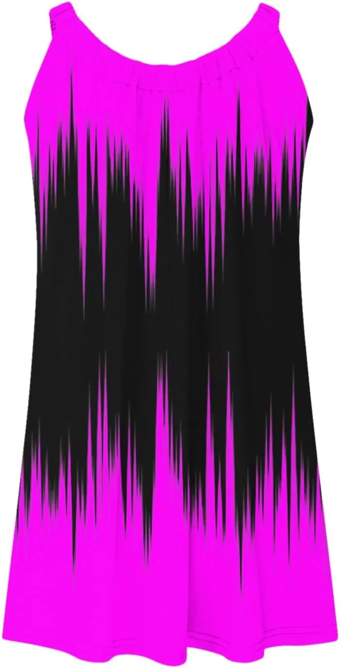 Casual Dresses for Women Halter Strap Sleeveless Gradient Maxi Tank Dresses Summer Hawaiian Vacation Mini Dress