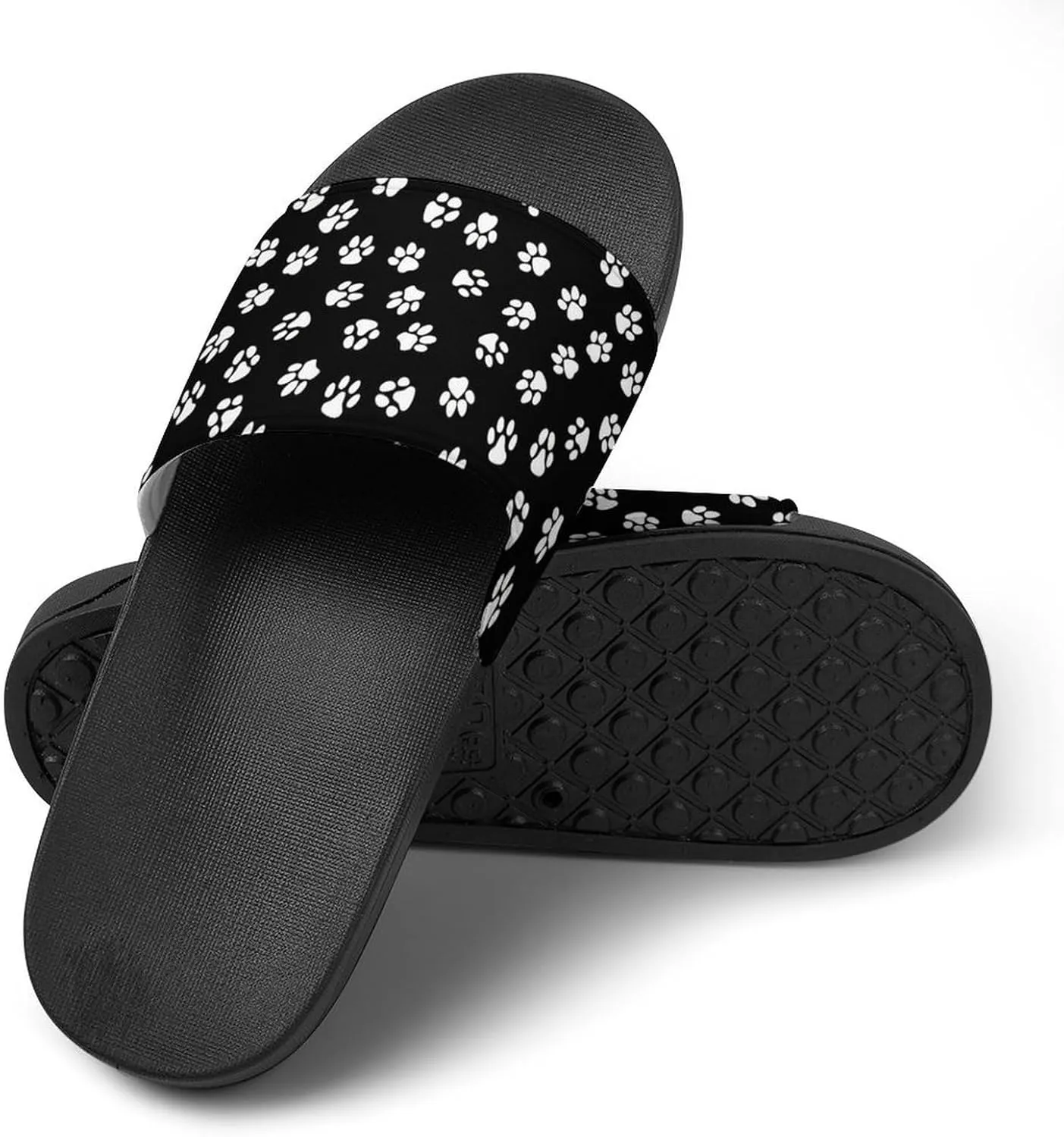 Cat Dog Paw Prints Womens Slide Sandals Non Slip Summer House Slippers for Girls Slip-on Flip Flops