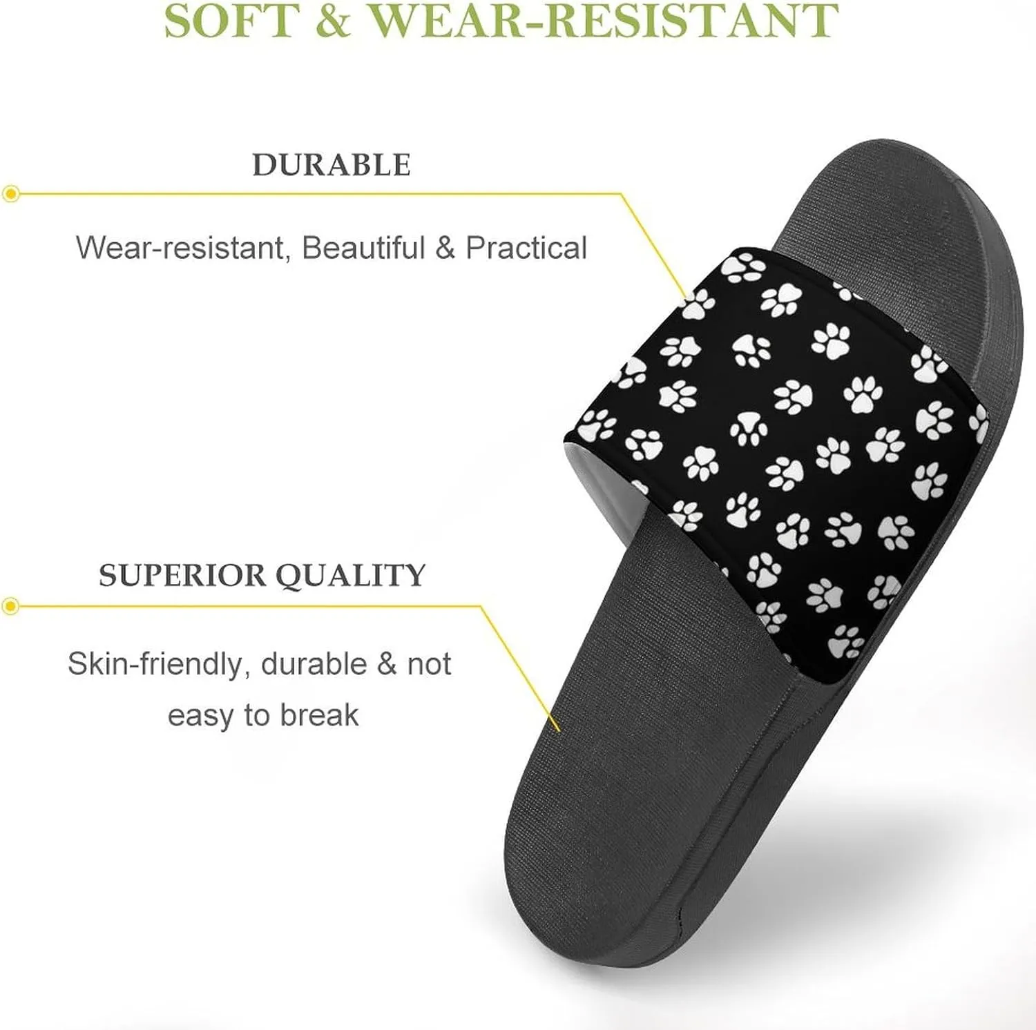 Cat Dog Paw Prints Womens Slide Sandals Non Slip Summer House Slippers for Girls Slip-on Flip Flops
