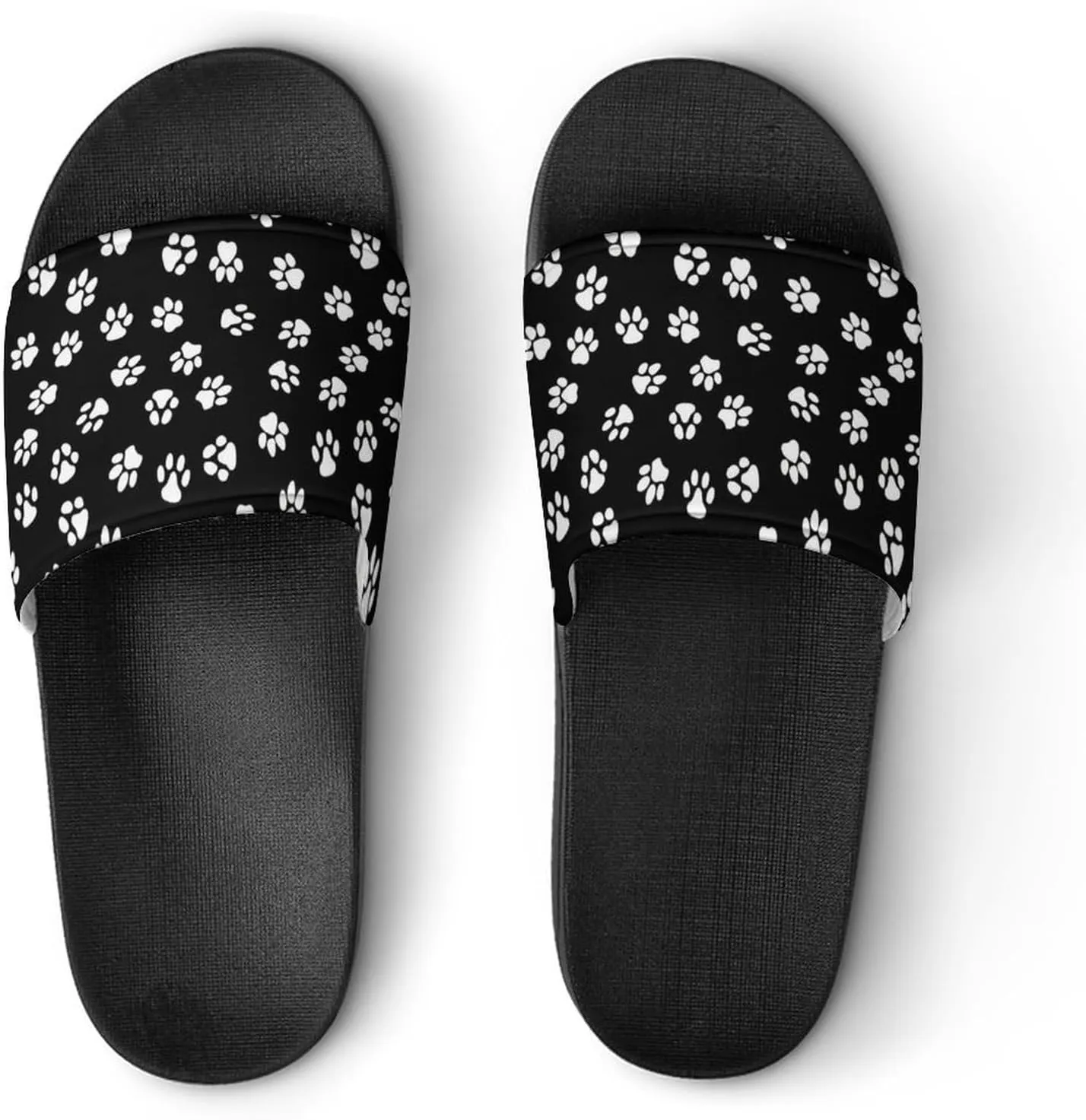 Cat Dog Paw Prints Womens Slide Sandals Non Slip Summer House Slippers for Girls Slip-on Flip Flops