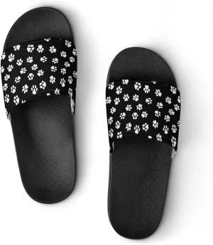 Cat Dog Paw Prints Womens Slide Sandals Non Slip Summer House Slippers for Girls Slip-on Flip Flops