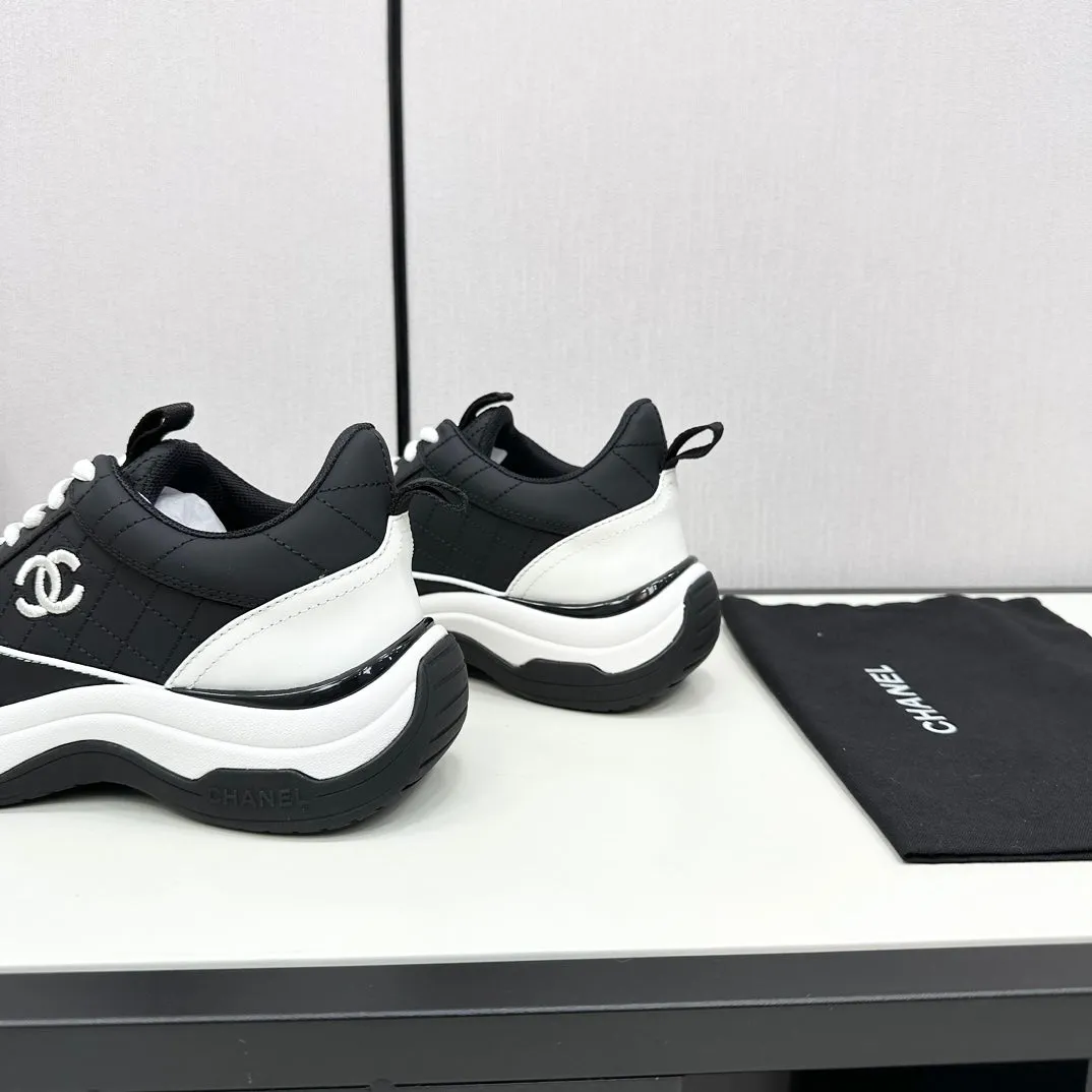 CC SNEAKER IN BLACK MIX WHITE EMBROIDERED LAMBSKIN