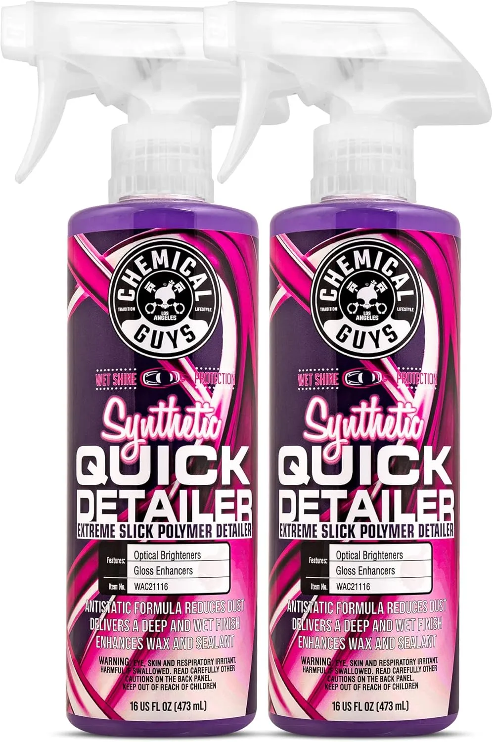 Chemical Guys WAC2111602 Synthetic Quick Detailer, Extreme Slick Polymer Detailer, Great for Cars, Trucks, SUVs, Motorcycles, RVs & More, 16 fl oz (2 Pack)