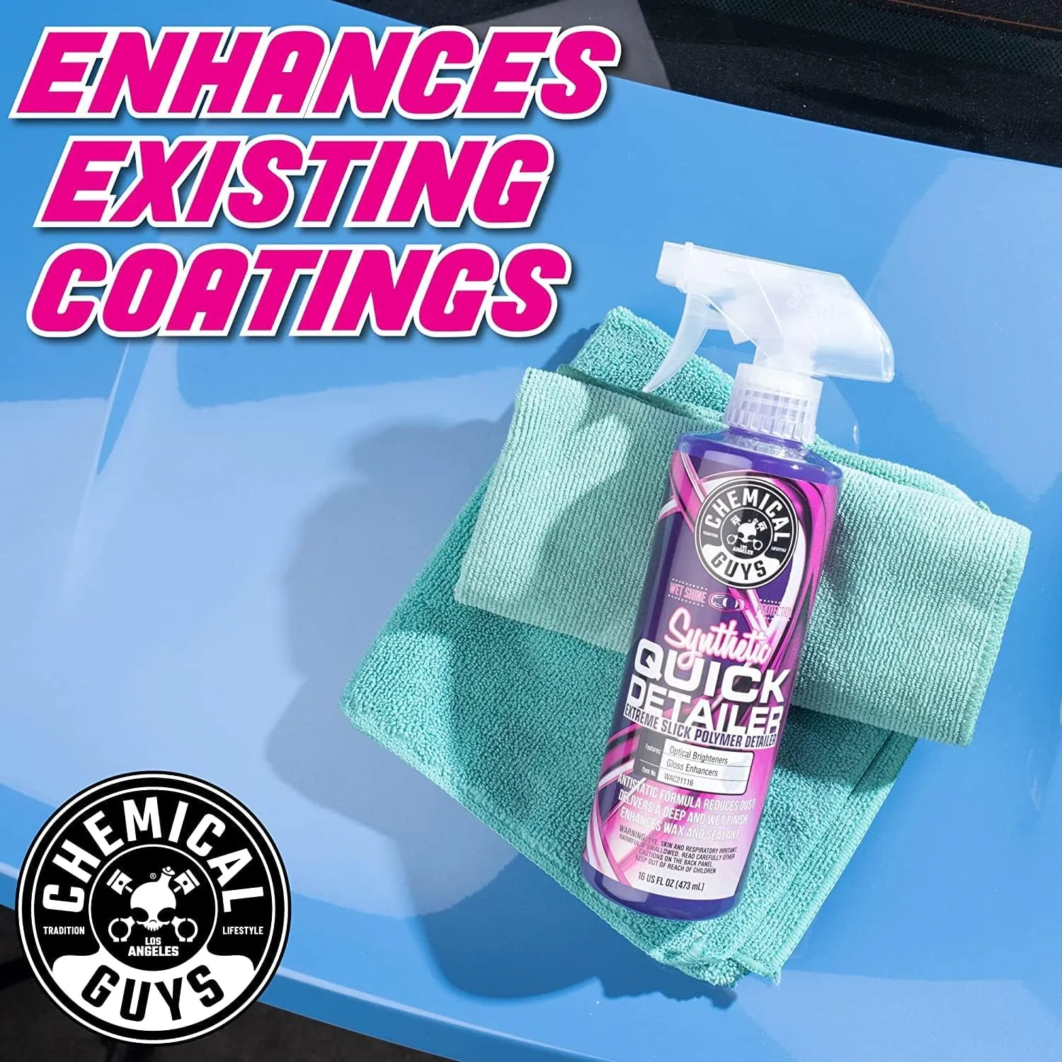 Chemical Guys WAC2111602 Synthetic Quick Detailer, Extreme Slick Polymer Detailer, Great for Cars, Trucks, SUVs, Motorcycles, RVs & More, 16 fl oz (2 Pack)