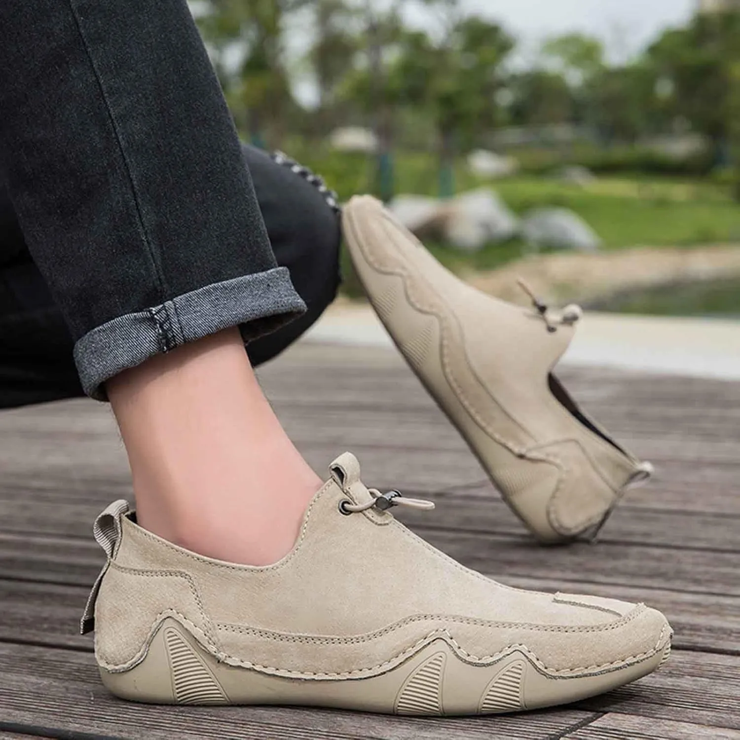 Chromatrail Comfortable Barefoot Walking Shoes Fashion Casual Lightweight Commute Shoes Slip-on Minimalist Shoe Men