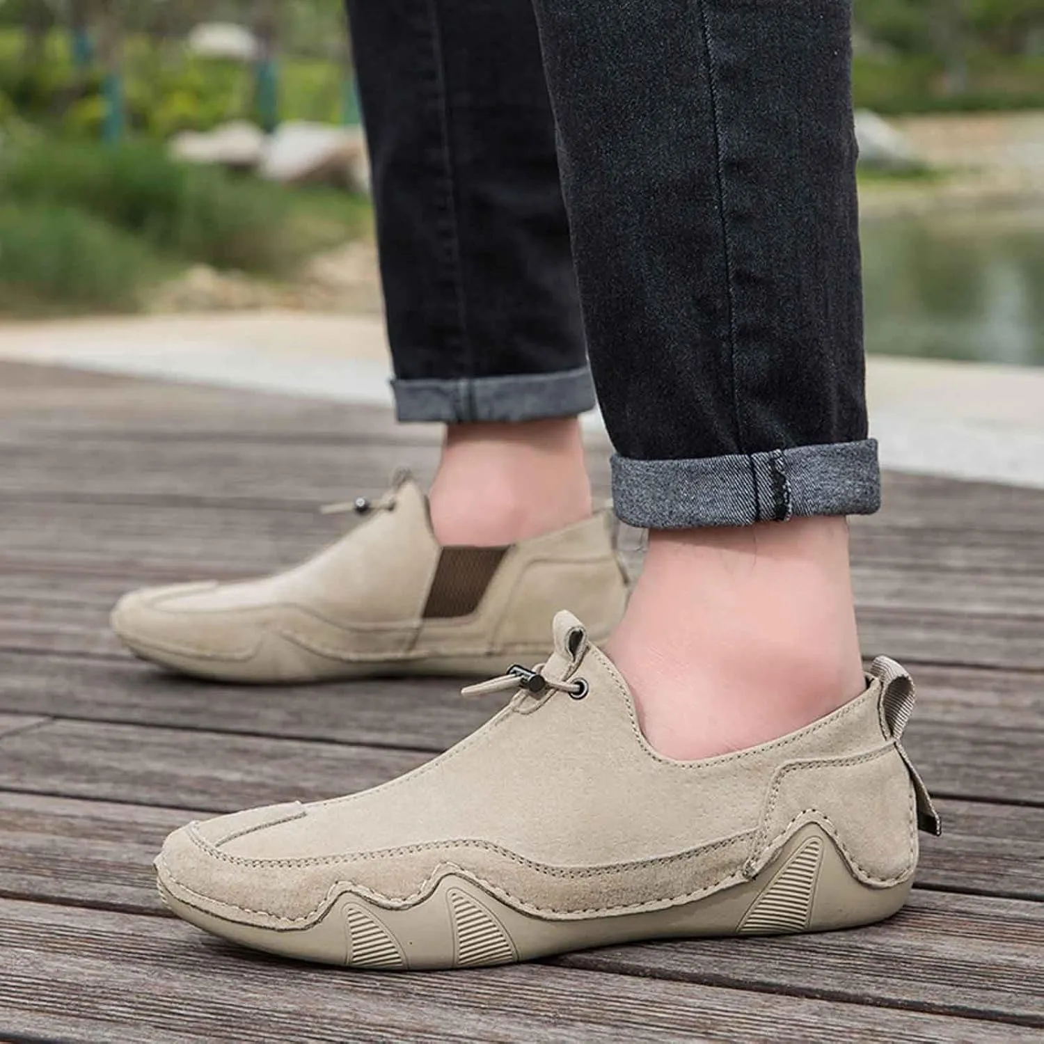 Chromatrail Comfortable Barefoot Walking Shoes Fashion Casual Lightweight Commute Shoes Slip-on Minimalist Shoe Men