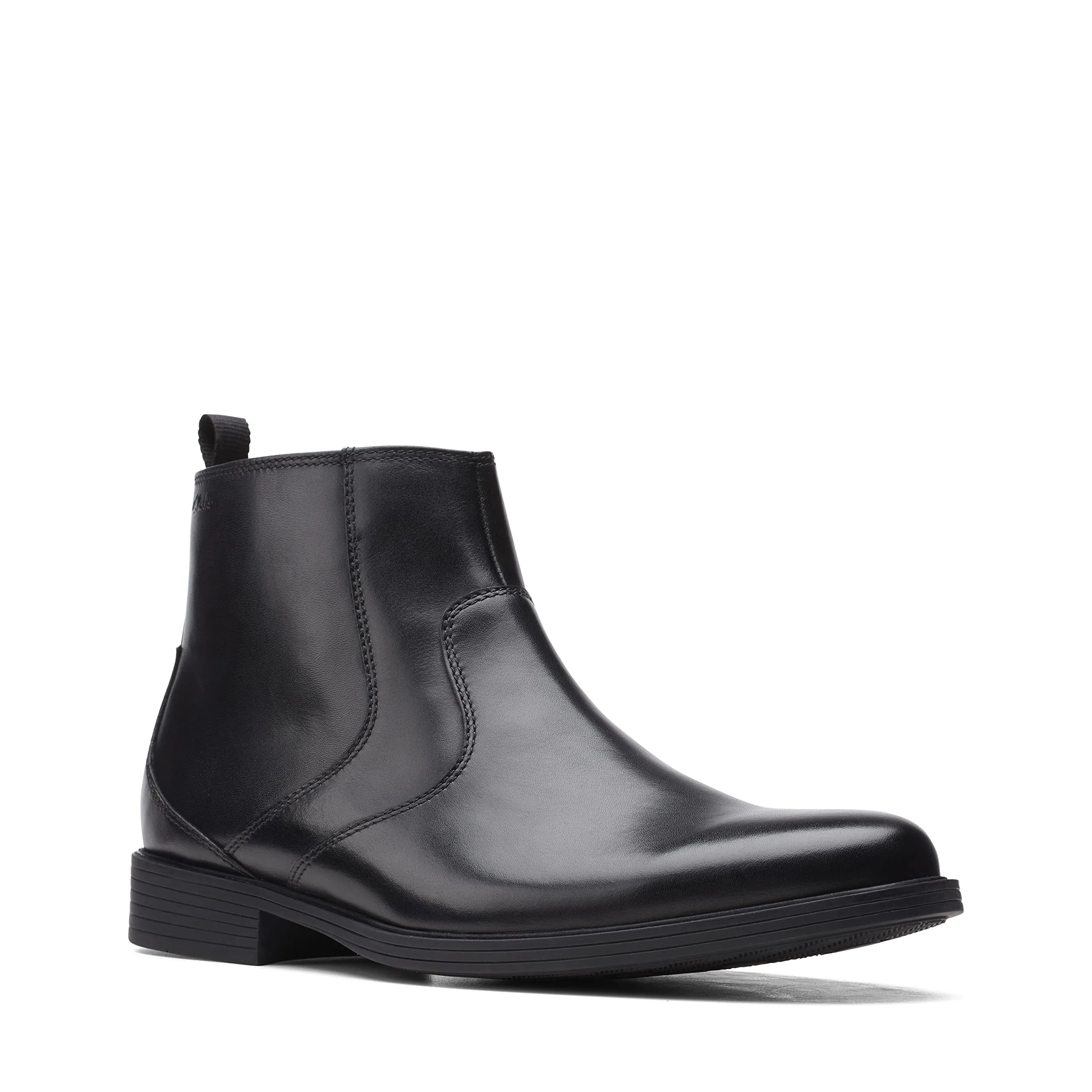 Clarks Men's Whiddon Zip Chelsea Boot, Black Leather, 12