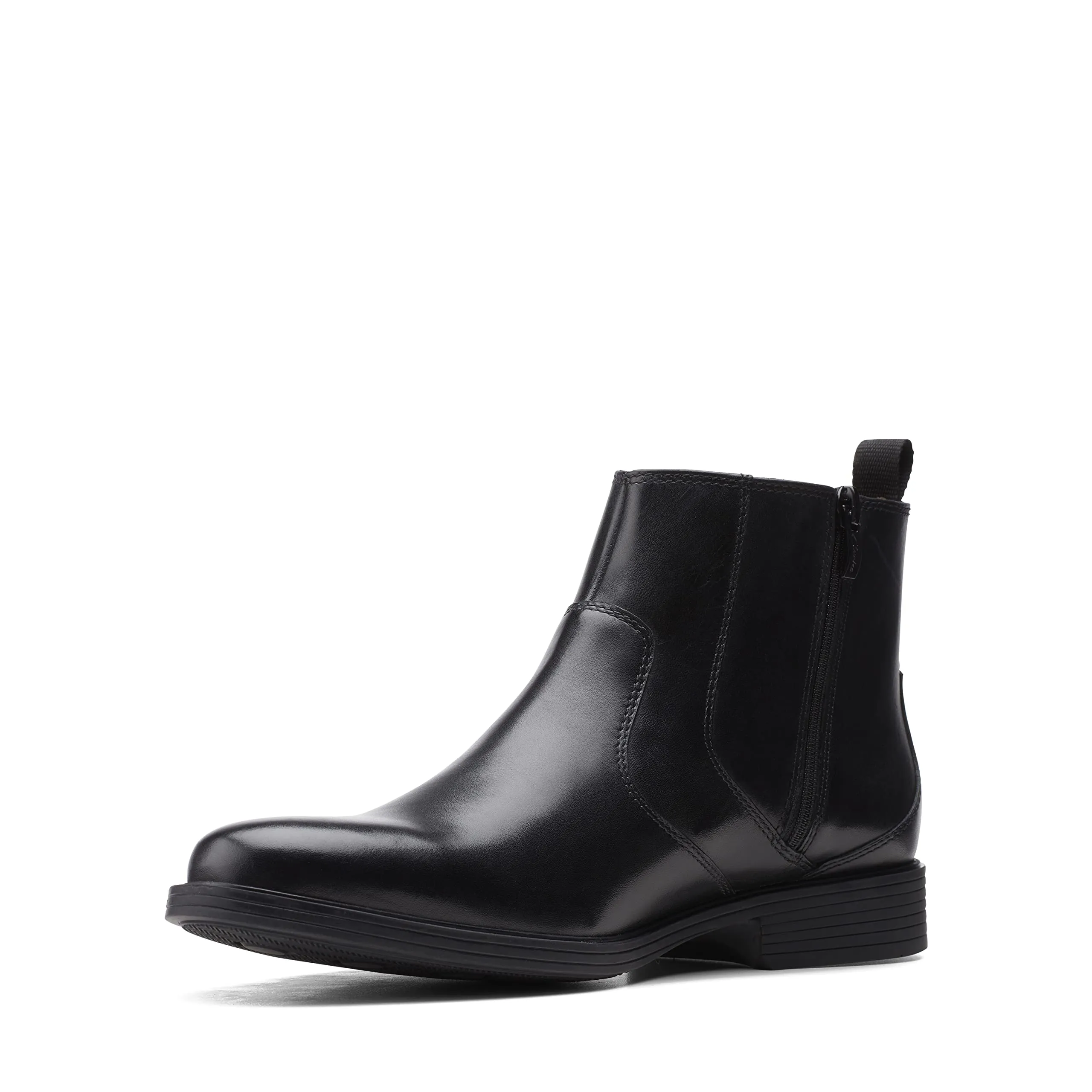 Clarks Men's Whiddon Zip Chelsea Boot, Black Leather, 12