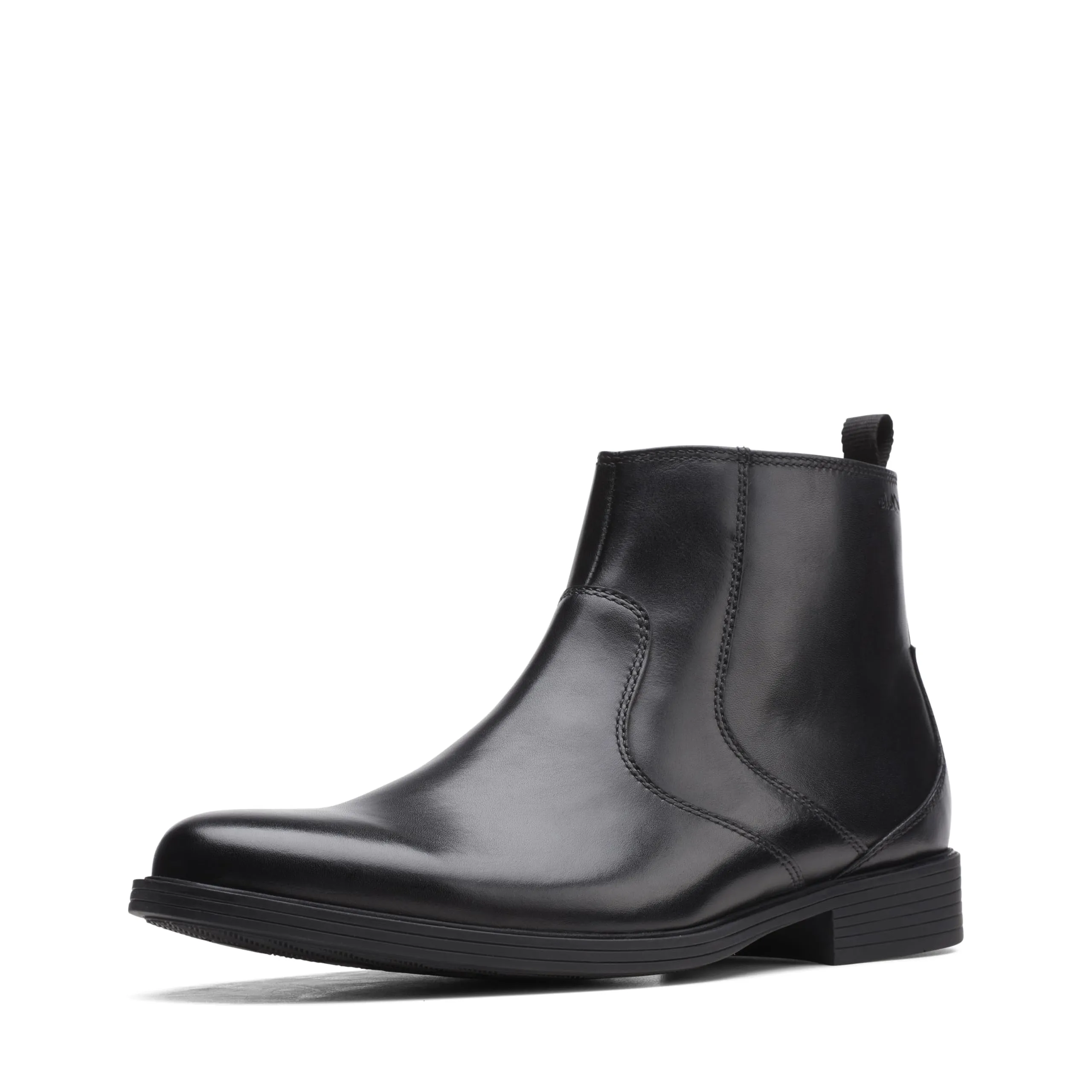 Clarks Men's Whiddon Zip Chelsea Boot, Black Leather, 12