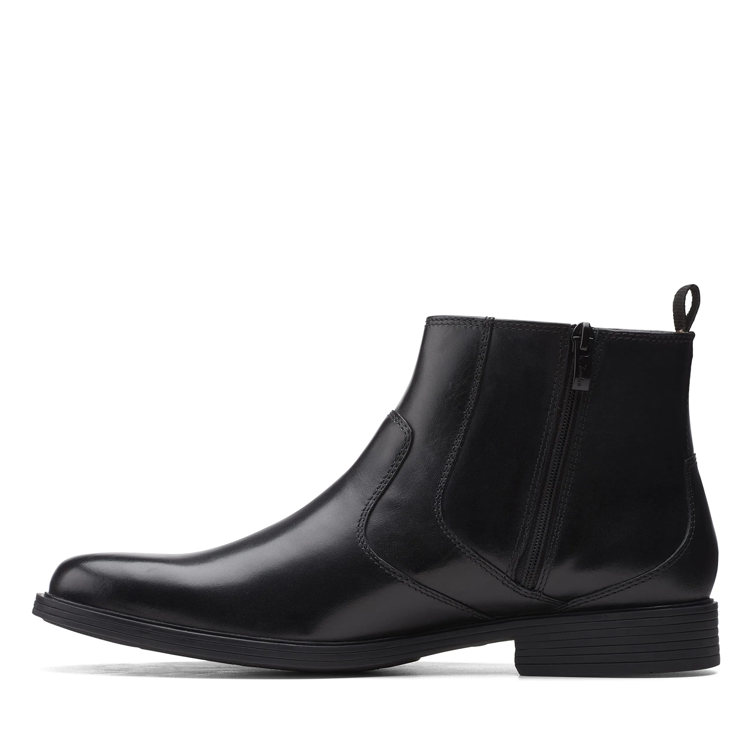 Clarks Men's Whiddon Zip Chelsea Boot, Black Leather, 12