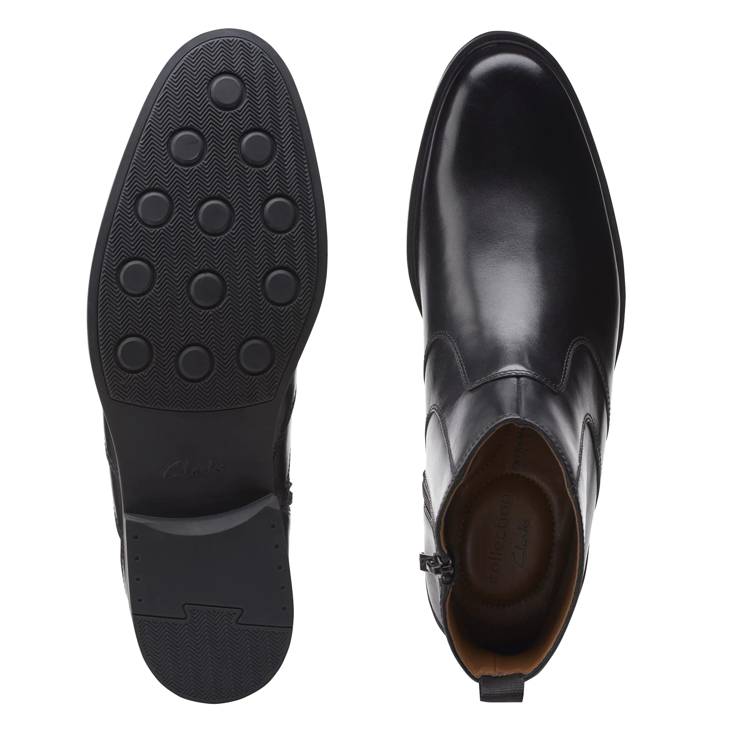Clarks Men's Whiddon Zip Chelsea Boot, Black Leather, 12