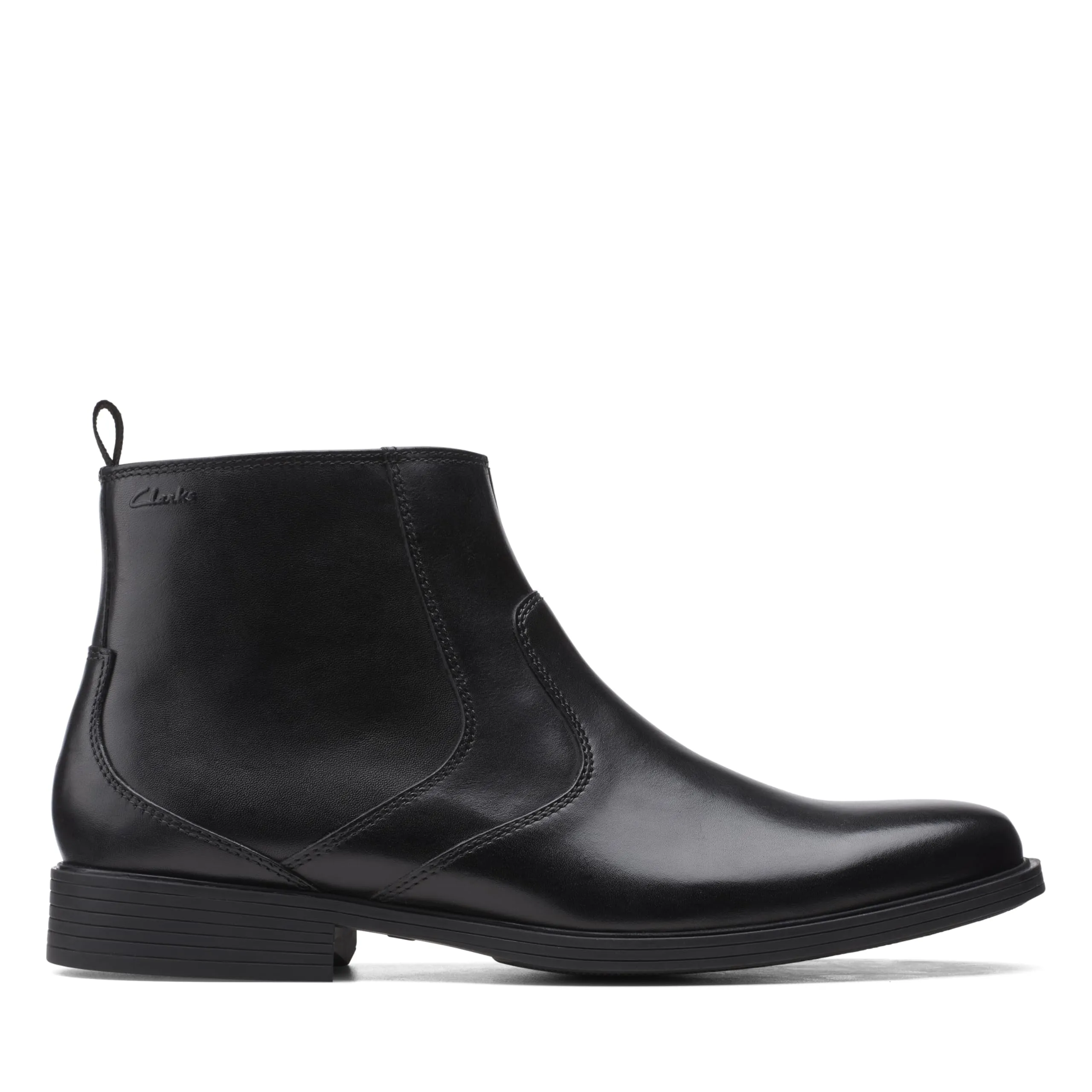 Clarks Men's Whiddon Zip Chelsea Boot, Black Leather, 12