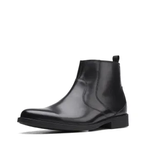 Clarks Men's Whiddon Zip Chelsea Boot, Black Leather, 12