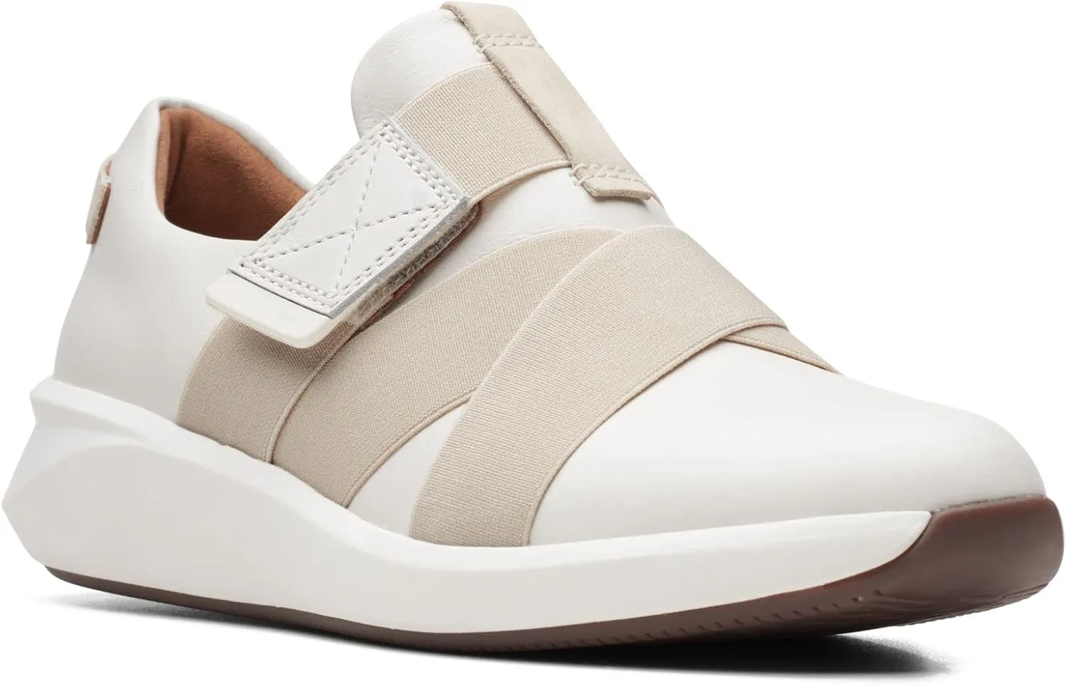 Clarks Women's Un Rio Strap Sneaker, White Leather, 9.5 W