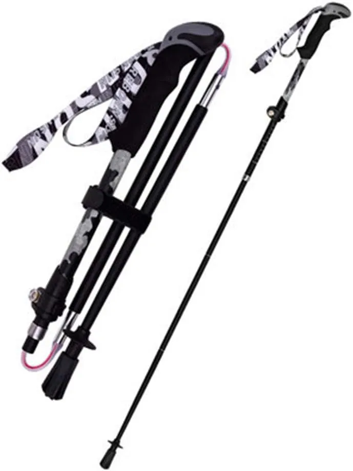 Collapsible Hiking Poles 2pc Pack, Strong Lightweight Walking Sticks, Carbon Fiber Trekking Poles, Adjustable Quick Lock for Hiking, Camping (A)