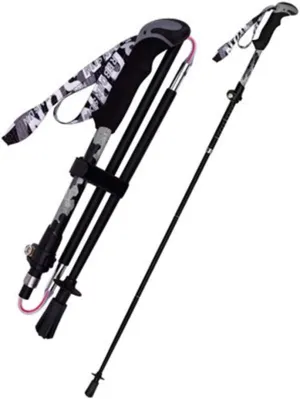 Collapsible Hiking Poles 2pc Pack, Strong Lightweight Walking Sticks, Carbon Fiber Trekking Poles, Adjustable Quick Lock for Hiking, Camping (A)