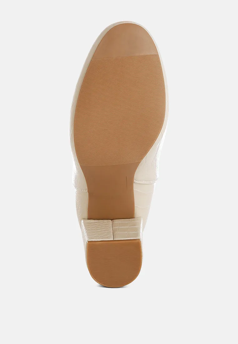 Croc Textured Block Heeled Chelsea Boots By RAG