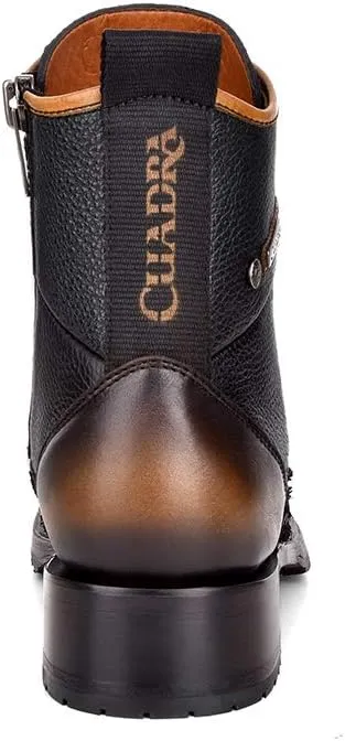Cuadra Men's Mining Boot in Genuine Pirarucu Leather and Bovine Leather with Laces and Zipper
