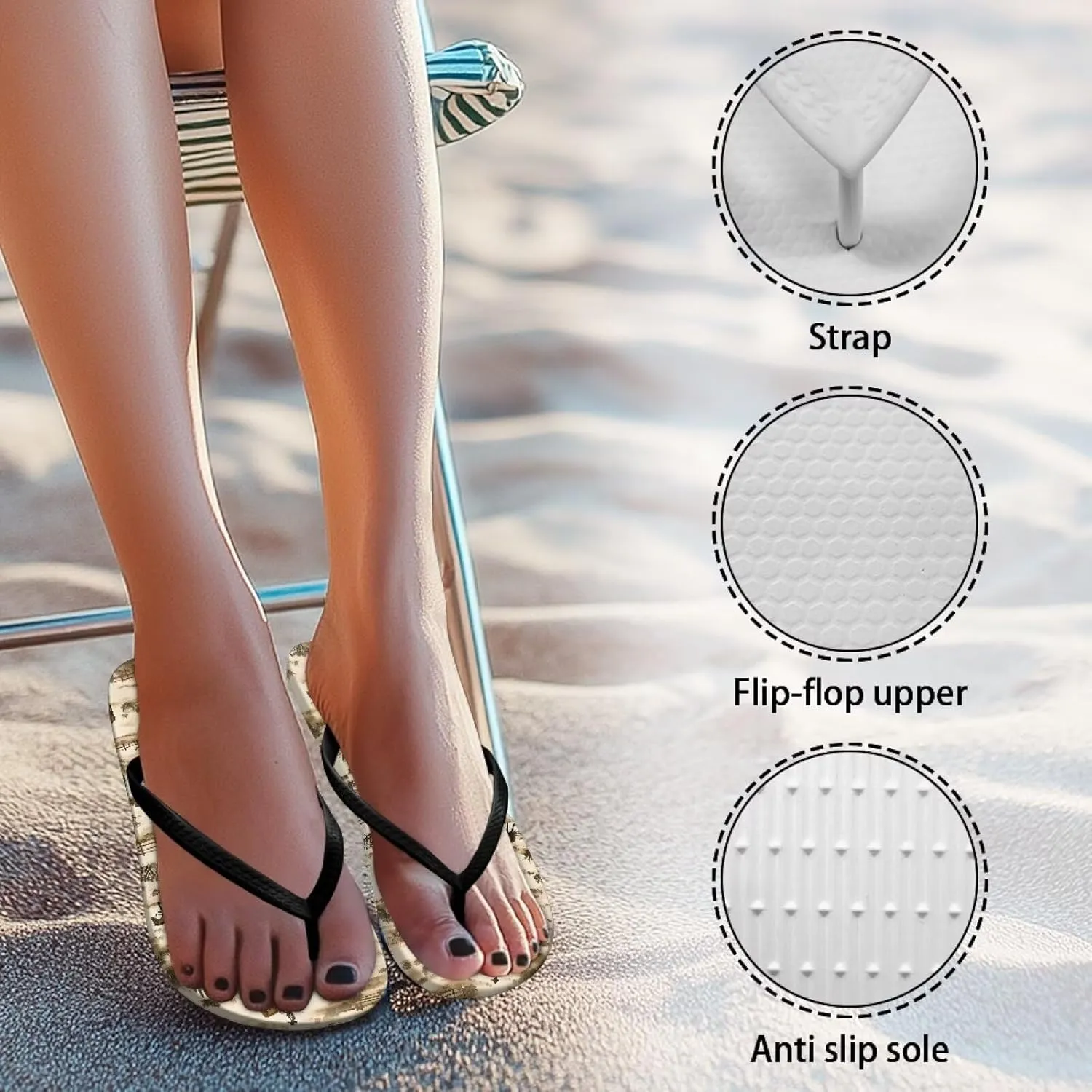 Cushion Breeze Women's Flip Flop Fashion House Soft Cushion Footbed Arch Support Fashion Summer Shoes Black Sole Size US 5.5-9.5