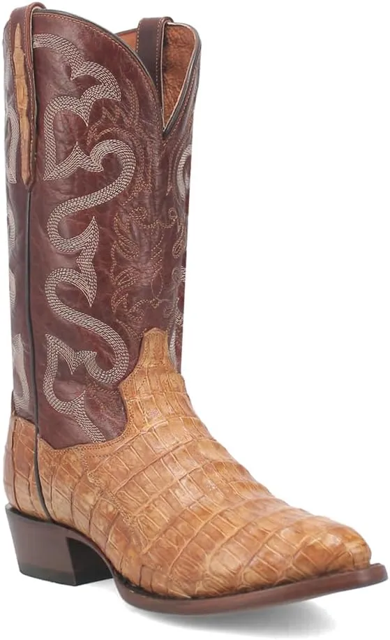 Dan Post Boots Mens Primetime Embroidered Round Toe Pull On Dress Boots Mid Calf - Brown