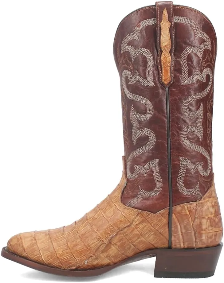 Dan Post Boots Mens Primetime Embroidered Round Toe Pull On Dress Boots Mid Calf - Brown